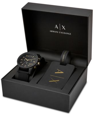 armani exchange men's black silicone chronograph watch