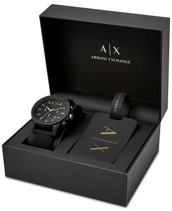 A|X Armani Exchange Men's Chronograph Outerbanks Black Silicone 
