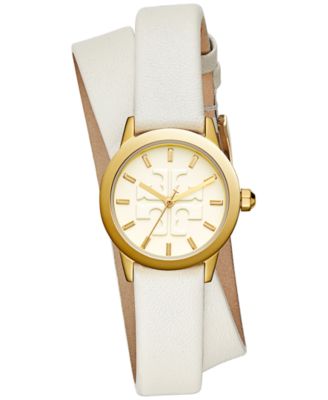 Tory Burch Women's Gigi Ivory Leather Wrap Strap Watch 28mm