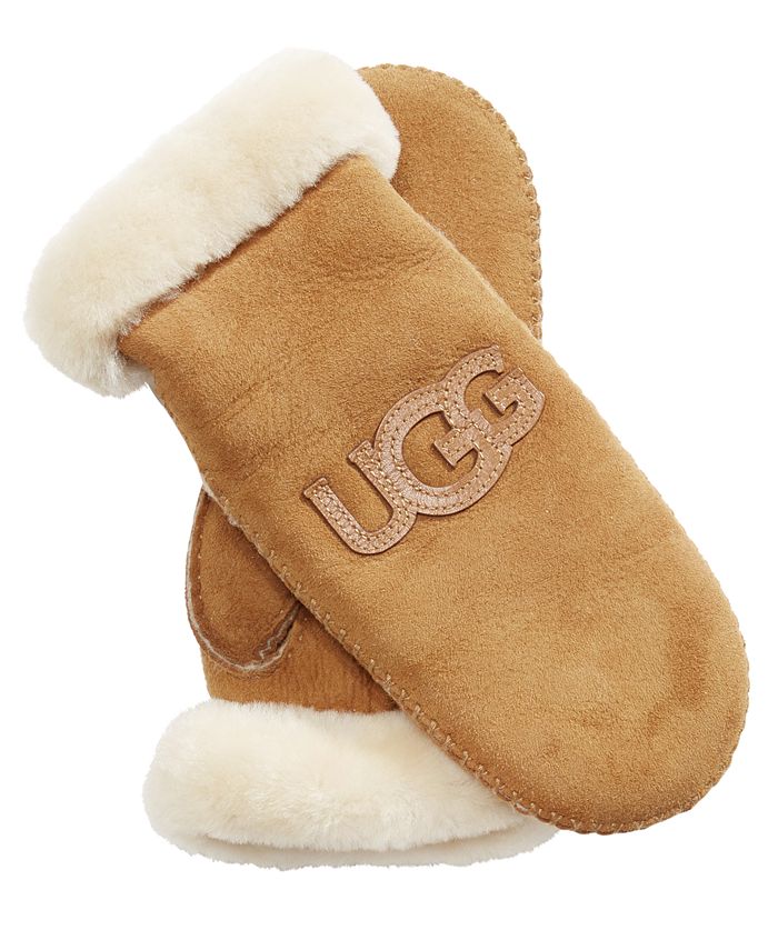 UGG® Shearling Hertiage Logo Mittens Macy's