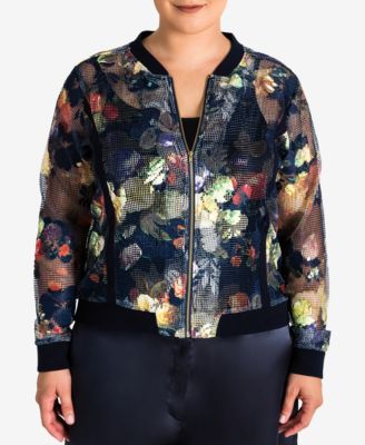 standards and practices - Trendy Plus Size Sheer Mesh Bomber Jacket
