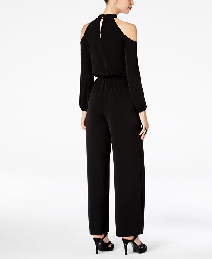 Thalia Sodi Cold-Shoulder Belted Jumpsuit, Created for Macy's - Macy's