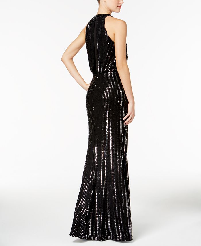 Calvin Klein Sequined Halter Gown & Reviews - Dresses - Women - Macy's