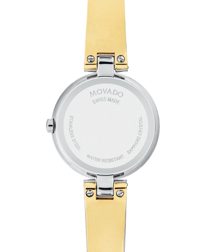 Movado Women's Swiss Aleena DiamondAccent TwoTone PVD Stainless Steel Bangle Bracelet Watch