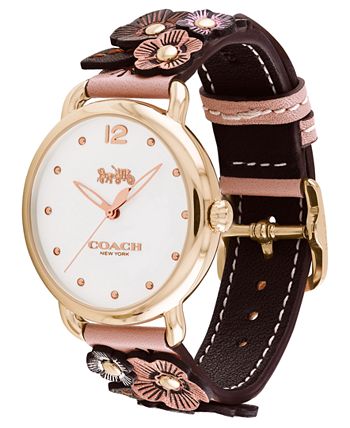 COACH Women s Rose Floral Leather Strap Watch 36mm Macy s