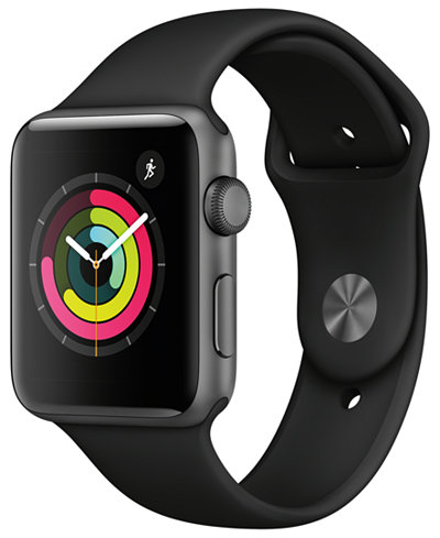Apple Watch Series 3 GPS, 42mm Space Gray Aluminum Case with Black Sport Band