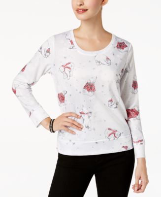 Style & Co Petite Embellished Polar Bear-Print Sweatshirt, Created for ...