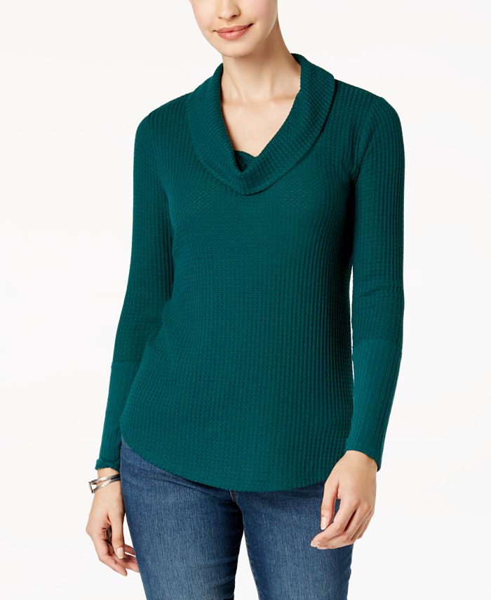 Style & Co Petite Cowl-Neck Shirttail-Hem Top, Created for Macy's - Macy's
