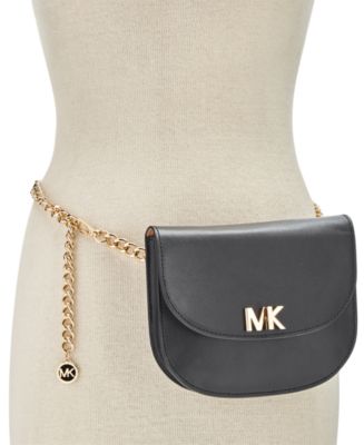 Michael+Kors+MK+Signature+Metal+Chain+Leather+Fanny+Pack+Belt+Bag+