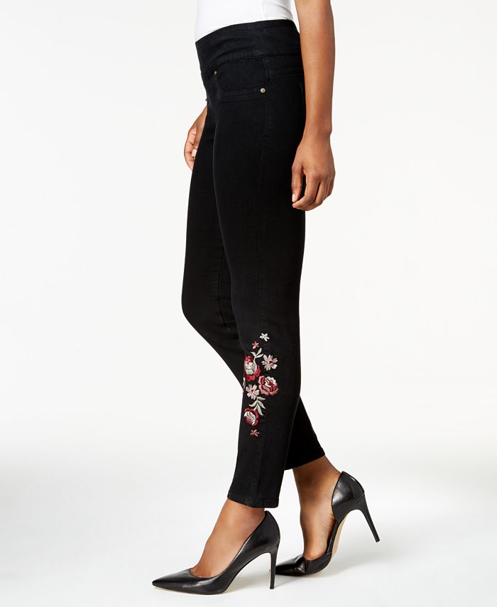 Style & Co Petite Embroidered Pull-On Skinny Jeans, Created for Macy's ...