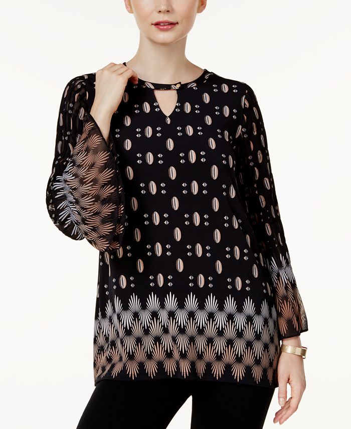 Alfani Printed Bell Sleeve Tunic Created For Macys And Reviews Tops Women Macys 