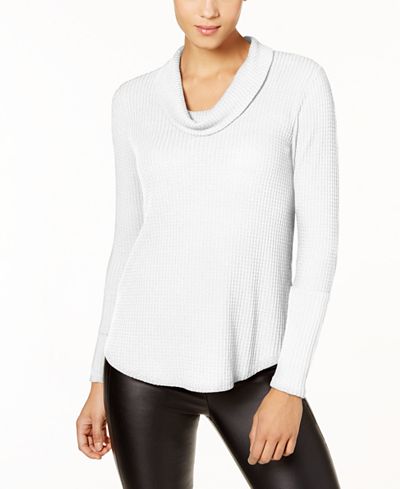 Style Co Womens Cowl Neck Waffle Knit Sweater Gray Size Small main image 1