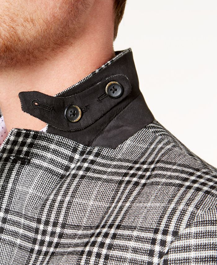 Tallia Men's SlimFit Black & White Plaid SoftConstructed Sport Coat