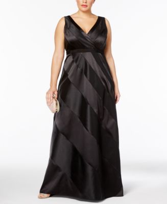 Adrianna Papell Plus Size Satin Striped Ball Gown - Macy's