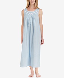 Lace-Trimmed Cotton Ballet-Length Nightgown