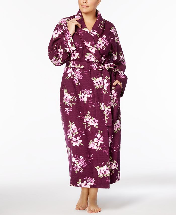 Charter Club Plus Size Long Quilted Cotton Robe, Created for Macy's