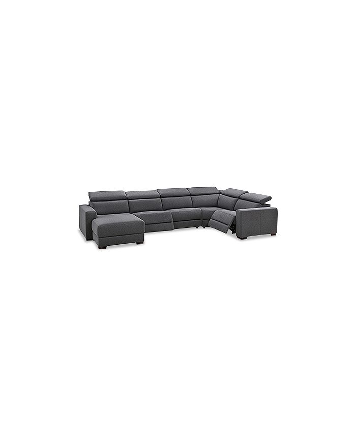 Furniture Nevio 5Pc. Fabric Sectional Sofa with Chaise, 2 Power
