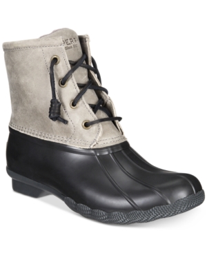 Sperry Women's Saltwater Leather Booties Women's Shoes In Black/grey