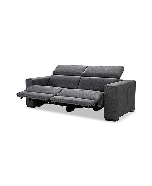 Furniture Nevio Leather & Fabric Power Reclining Sectional Sofa with