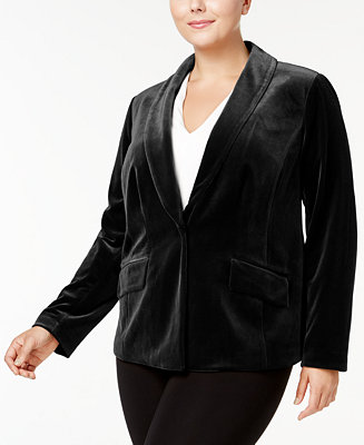 I.N.C. International Concepts Plus Size Velvet Blazer, Created for Macy's -  Macy's