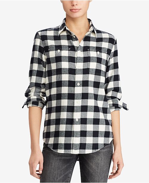 Polo Ralph Lauren Relaxed Fit Cotton Plaid Twill Shirt & Reviews Tops