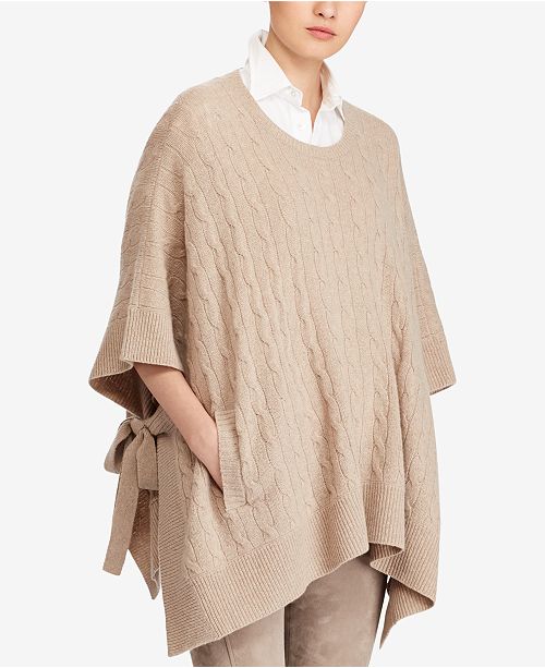 Polo Ralph Lauren Cable-Knit Poncho & Reviews - Sweaters - Women - Macy's