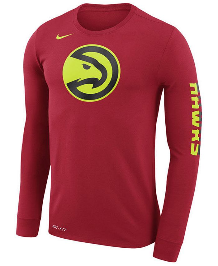 Nike Men's Atlanta Hawks Dri-FIT Cotton Logo Long Sleeve T-Shirt ...