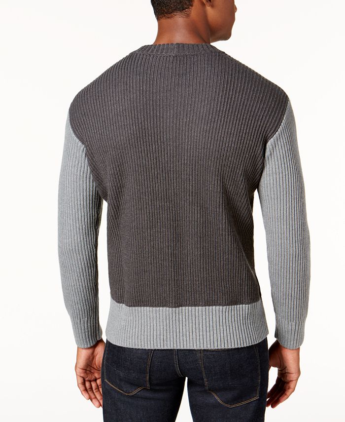 AX Armani Exchange Armani Exchange Men's Colorblocked Cable Knit Stretch Sweater Macy's