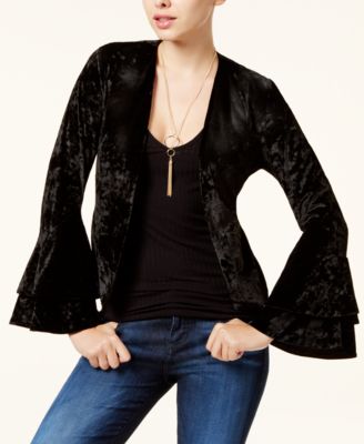 XOXO - Juniors' Crushed Velvet Double-Decker Ruffle Blazer