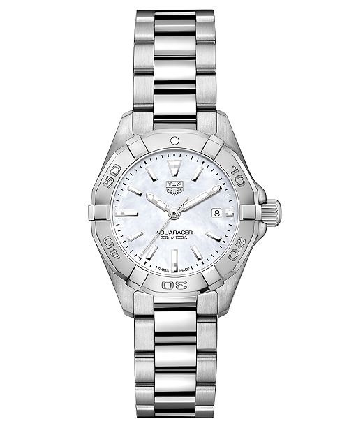 Tag Heuer Women S Swiss Aquaracer Stainless Steel Bracelet Watch 27mm Reviews Watches Jewelry Watches Macy S