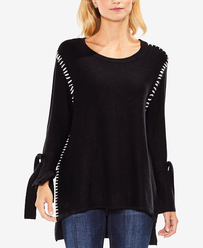 Vince Camuto Seamed High/low Sweater In Black