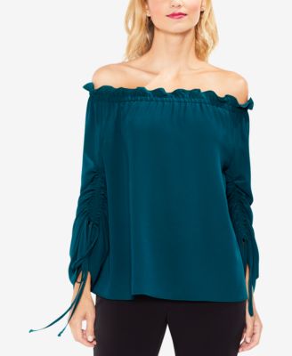 Vince Camuto Off-The-Shoulder Ruched-Sleeve Top - Macy's