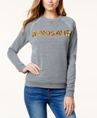 Bow & Drape - Juniors' Winosaur Sequin Graphic Sweatshirt