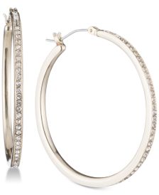 Gold-Tone Pavé 1" Skinny Hoop Earrings, Created for Macy's