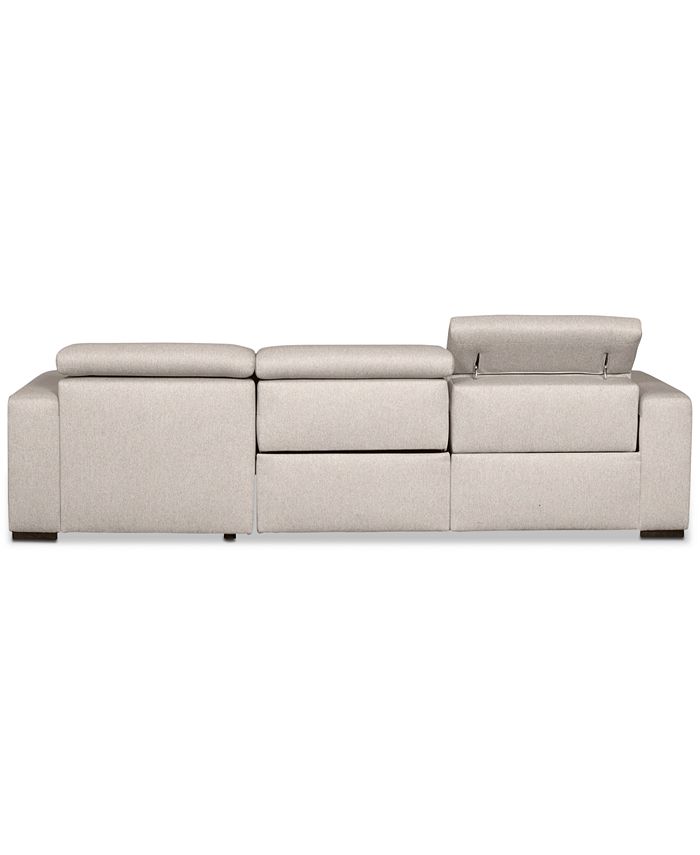 Furniture Nevio 3Pc. Fabric Sectional Sofa with Chaise, 1 Power
