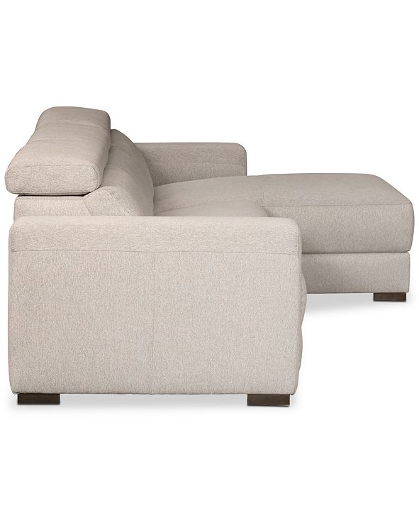 Furniture Nevio 3Pc. Fabric Sectional Sofa with Chaise, 2 Power