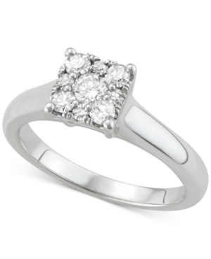 image of Diamond Square Cluster Diamond Enagement Ring (1/2 ct. t.w.) in 14k White Gold