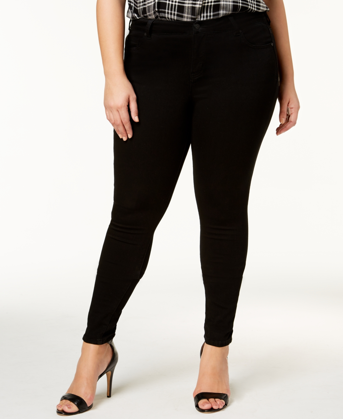 Trendy Plus Size Mid Rise Infinite Stretch Dawson Super-Skinny Jeans - Black Rinse