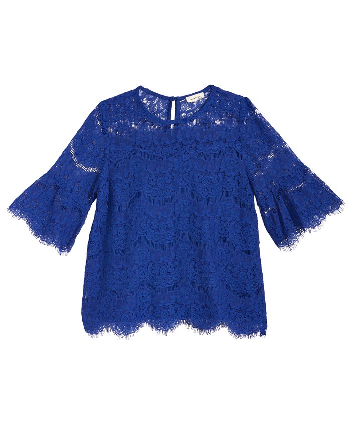 Monteau Lace Bell-Sleeve Top, Big Girls - Macy's