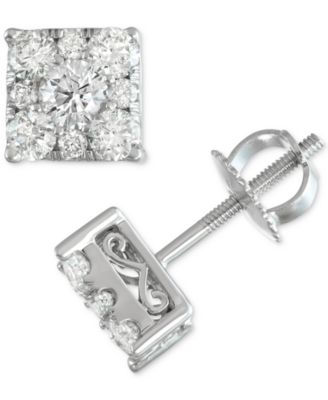 square diamond screw back earrings