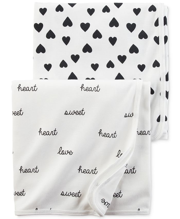 Carter s 2 Pk. Sweet Heart Cotton Swaddle Blankets Baby Girls