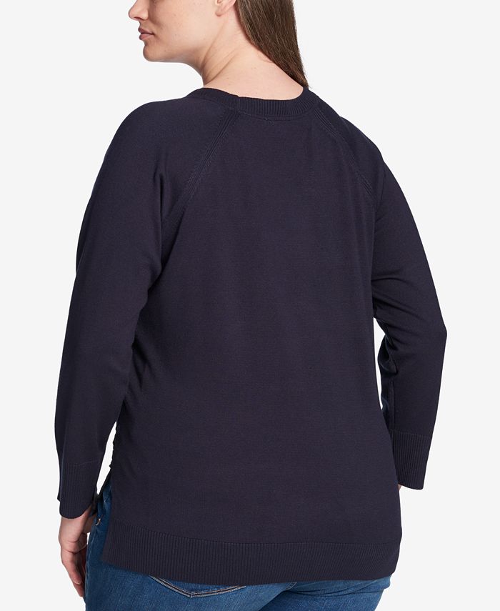 Tommy Hilfiger Plus Size Lace-Front Sweater - Macy's