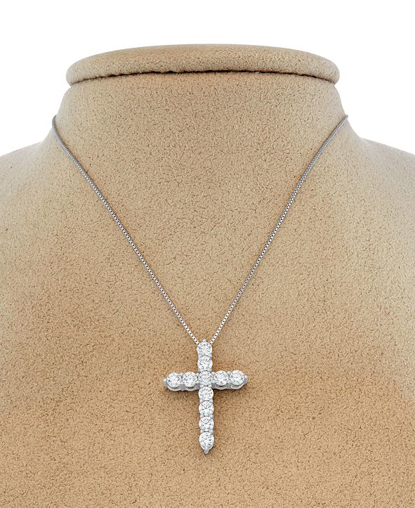 Macy's Star Signature Diamond Cross Pendant Necklace (1 ct. t.w.) in