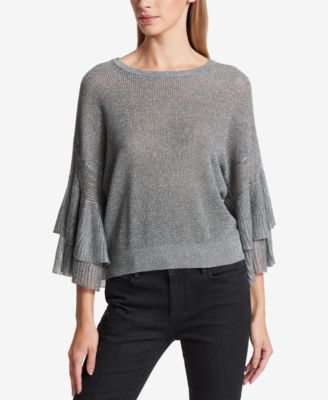 DKNY Semi-Sheer Ruffled Metallic 