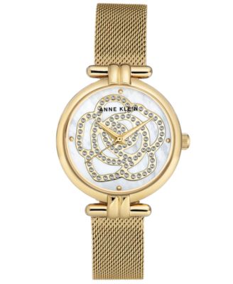 Anne Klein - Women's Gold-Tone Stainless Steel Mesh Bracelet Watch 33mm