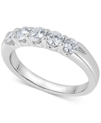Macy's Diamond Five-Stone Ring (3/4 ct. t.w.) in 14k White Gold - Macy's