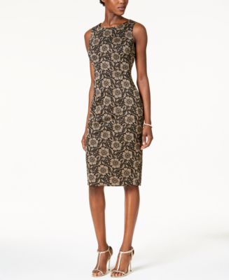 Ivanka Trump Metallic Floral-Print Dress - Macy's