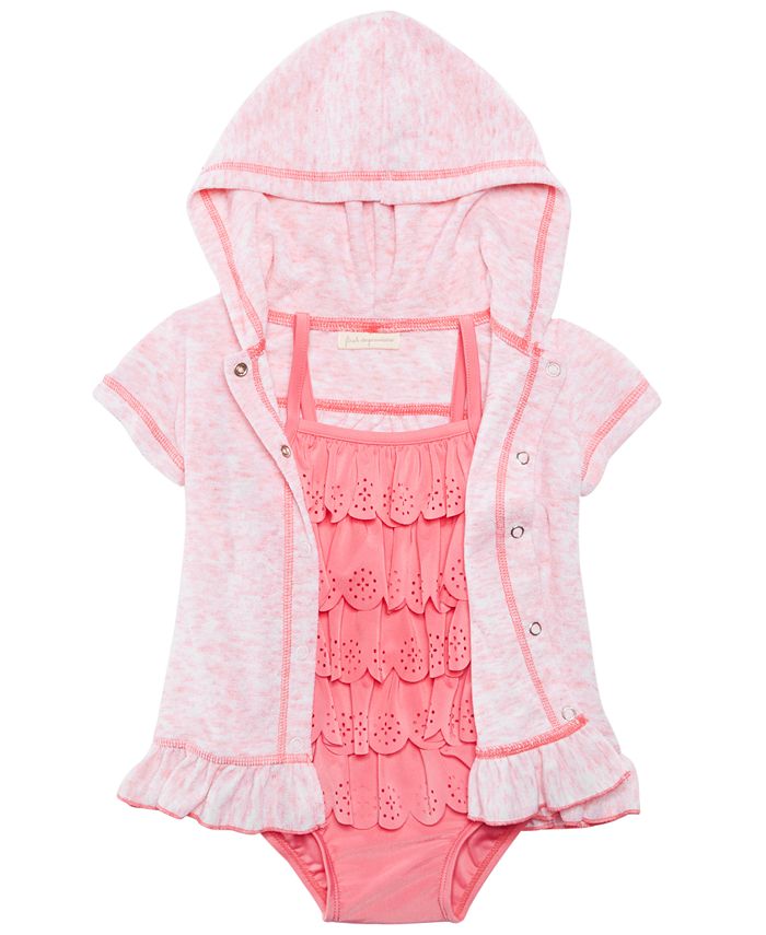 First Impressions 1-Pc. Ruffled Swim Suit & Hooded Cover Up, Baby Girls ...