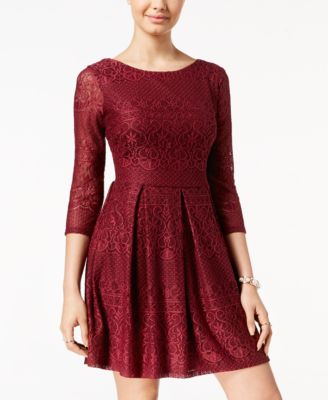 B Darlin Juniors' Lace Fit & Flare Dress - Macy's