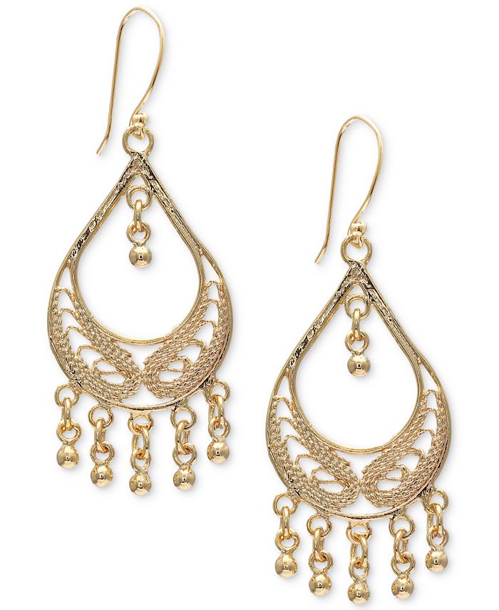 Giani Bernini Dangle Hoop Drop Earrings in 18k Gold-Plated Sterling ...